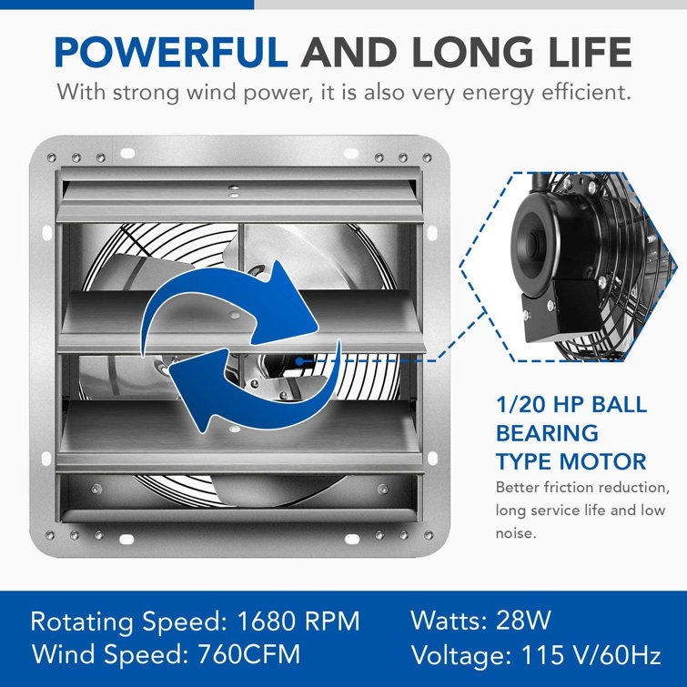 7 Inch Silver Aluminum Wall Mounted Exhaust Fan