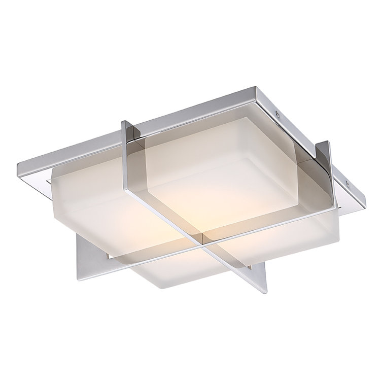 Razor 15'' Stainless Steel LED Flush Mount with Opal Etched Glass