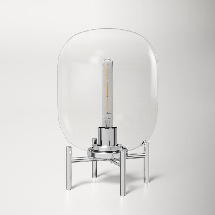 Edison Silver Nickel Finish Globe Glass Table Lamp