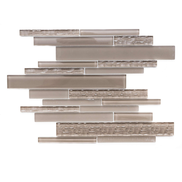 Karma Taupe Frosted Glass Mosaic Wall Tile Sheet