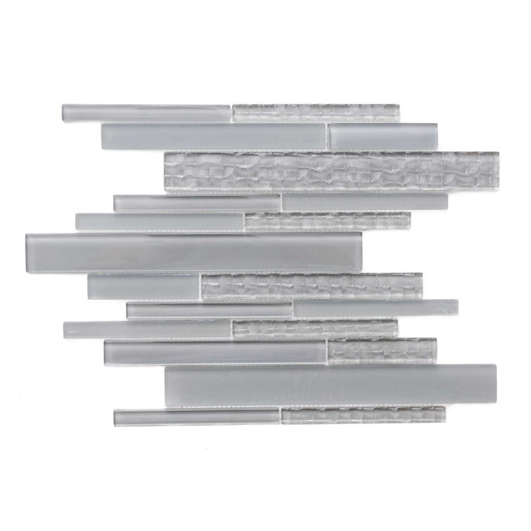 Light Gray 12" x 12" Glass Mosaic Wall Tile Sheet