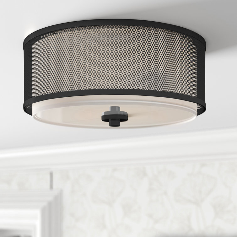 Oil Rubbed Bronze Mesh Drum 3-Light Flush Mount