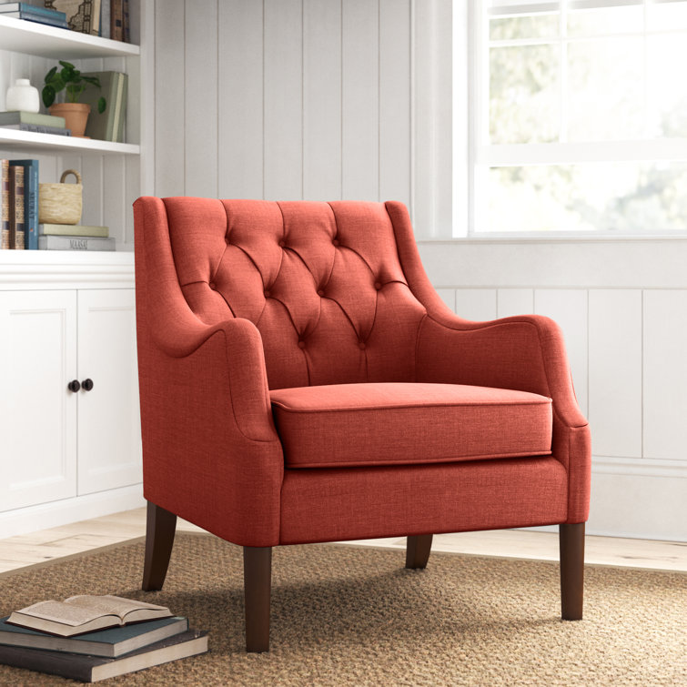 Elle Spice Tufted High-Curved Accent Chair with Dark Coffee Legs