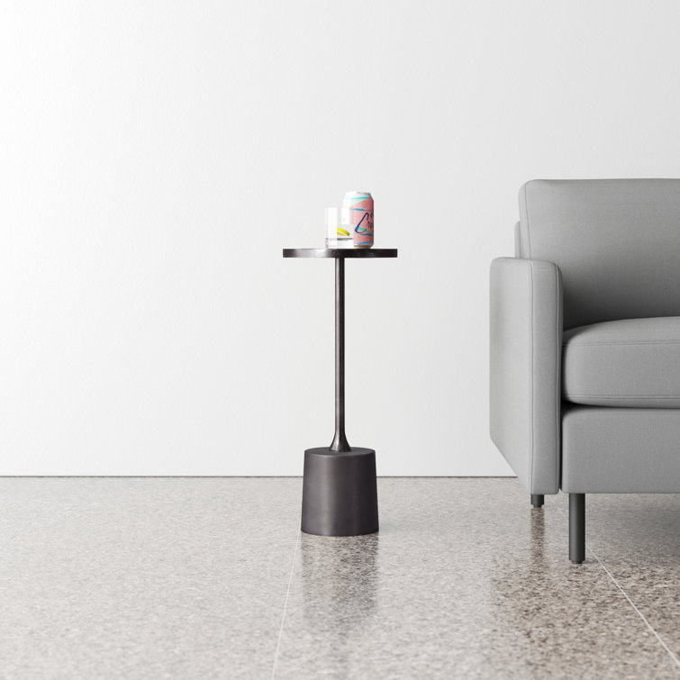 Nickel Silver Round Aluminum Pedestal End Table
