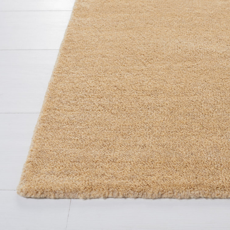 Beige Round Hand-Tufted Wool Area Rug, 6'