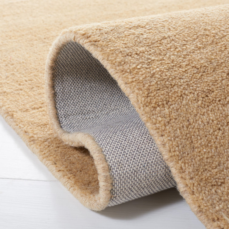 Beige Round Hand-Tufted Wool Area Rug, 6'
