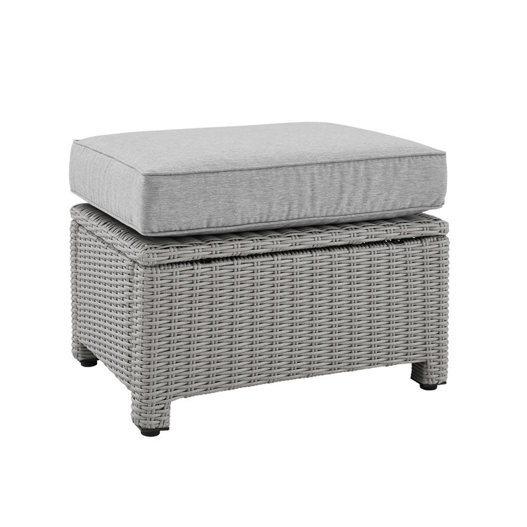 Bradenton Versatile Gray Wicker Outdoor Ottoman with Sunbrella Cushion