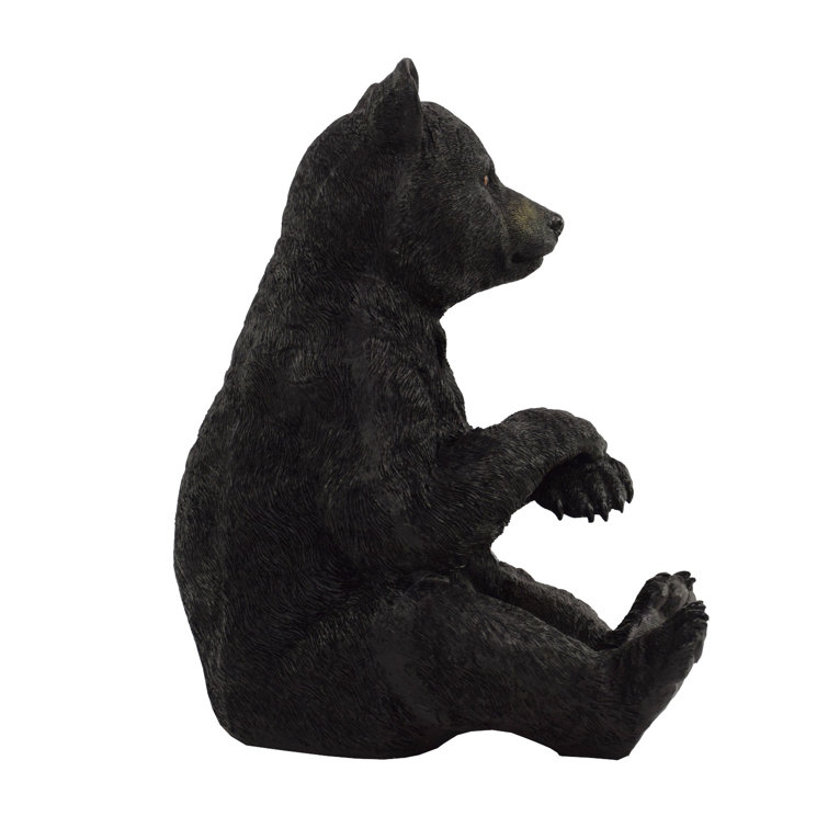 Rustic Black Bear Poly-Resin 12" Sitting Statue