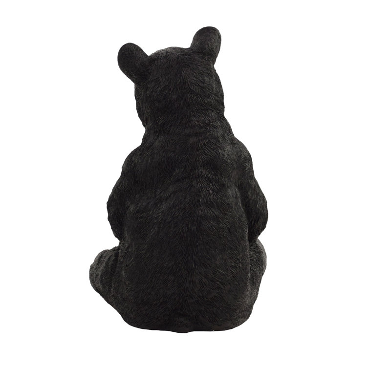 Rustic Black Bear Poly-Resin 12" Sitting Statue