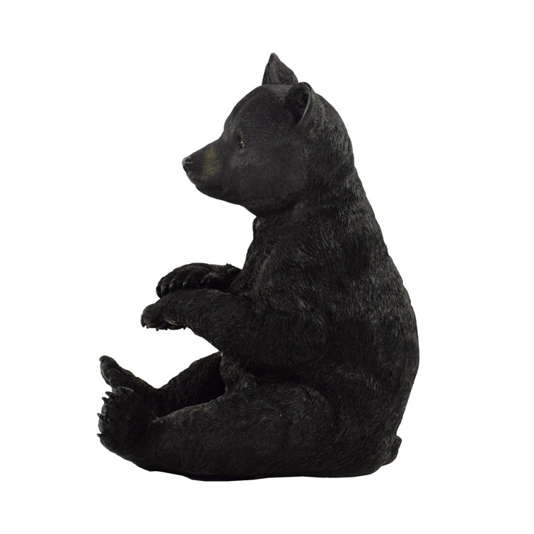 Rustic Black Bear Poly-Resin 12" Sitting Statue