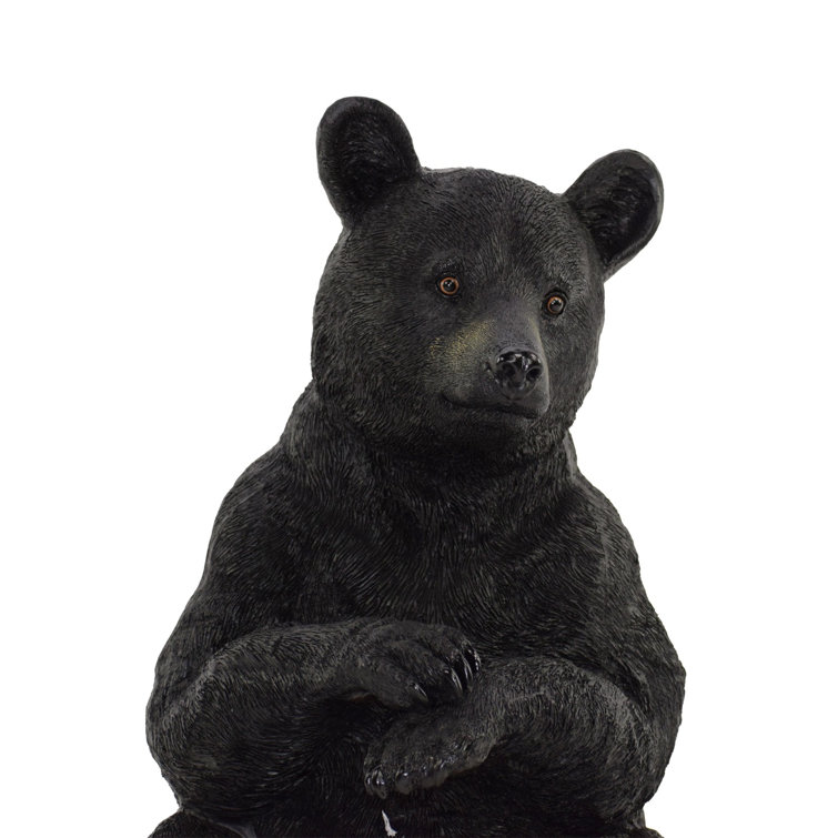 Rustic Black Bear Poly-Resin 12" Sitting Statue