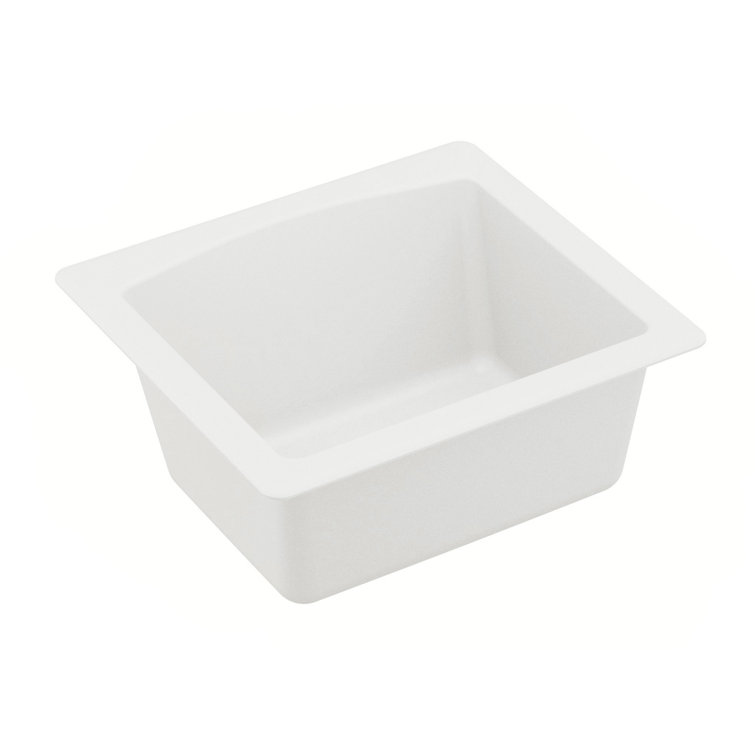 White Quartz Composite Single Bowl Drop-in Kitchen Sink