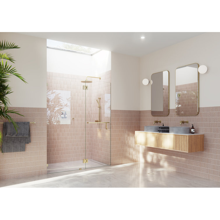 Halo 60" x 78" Frameless Clear Glass Hinged Shower Door in Brushed Nickel