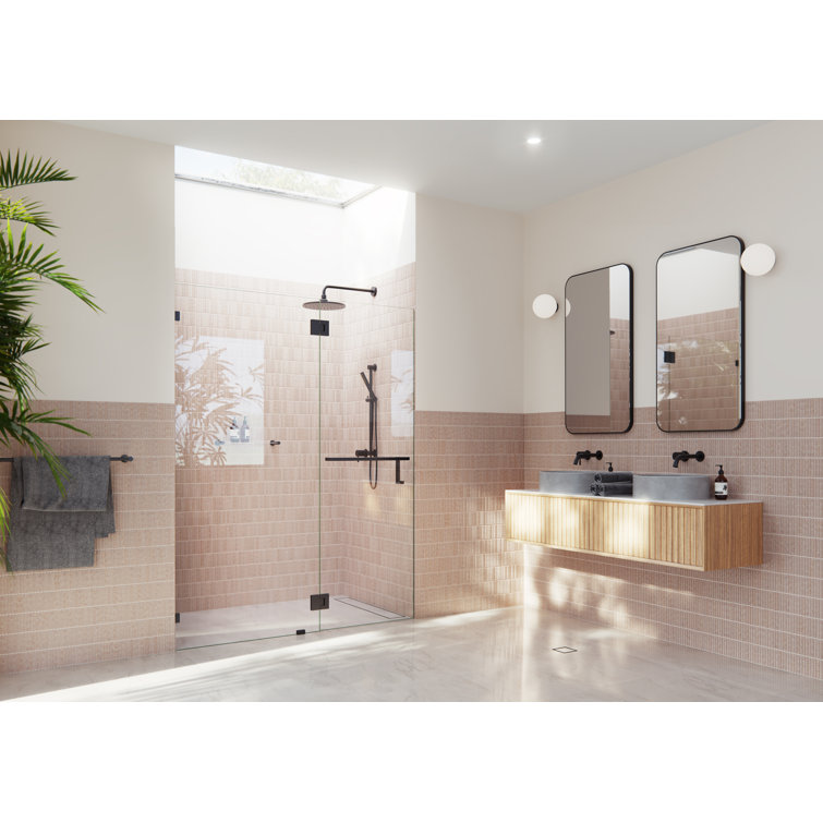 Halo 60" x 78" Frameless Clear Glass Hinged Shower Door in Brushed Nickel