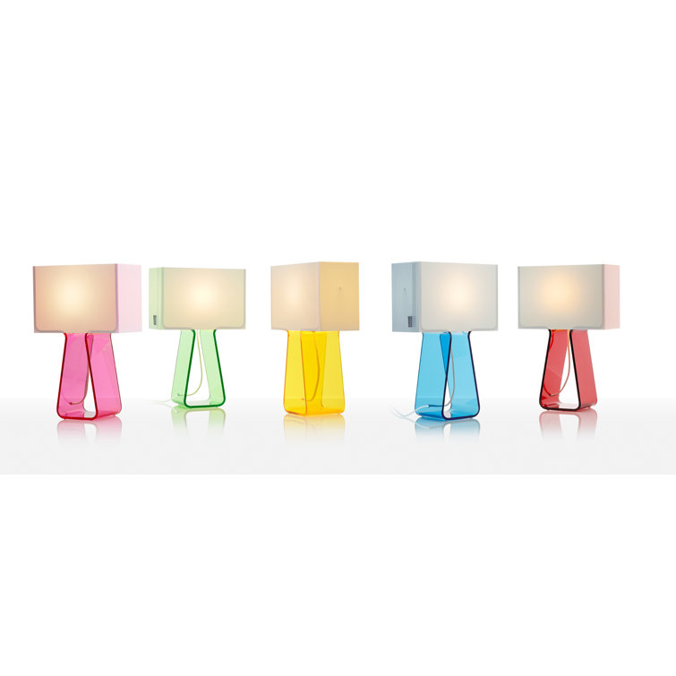 Light Blue Base & White Shade Contemporary Table Lamp