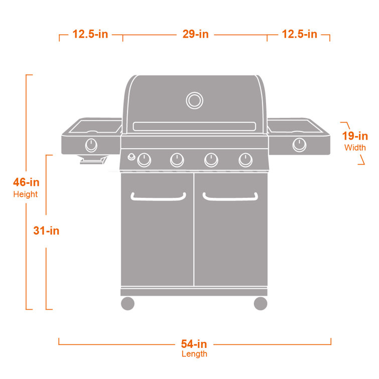 Stainless Steel 4-Burner Propane Gas Grill with Infrared Side Burner