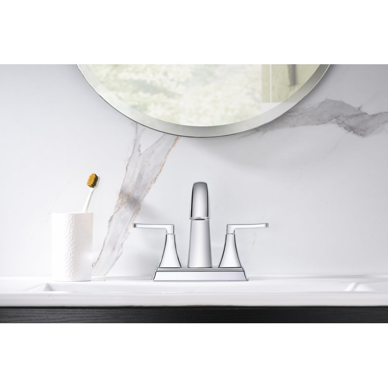 Chrome Polished 2-Handle Centerset Bathroom Faucet with Drain Assembly