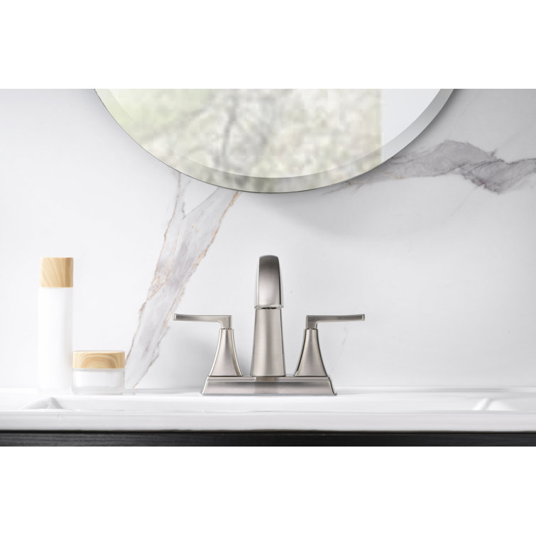 Brushed Nickel Two-Handle Centerset Bathroom Faucet