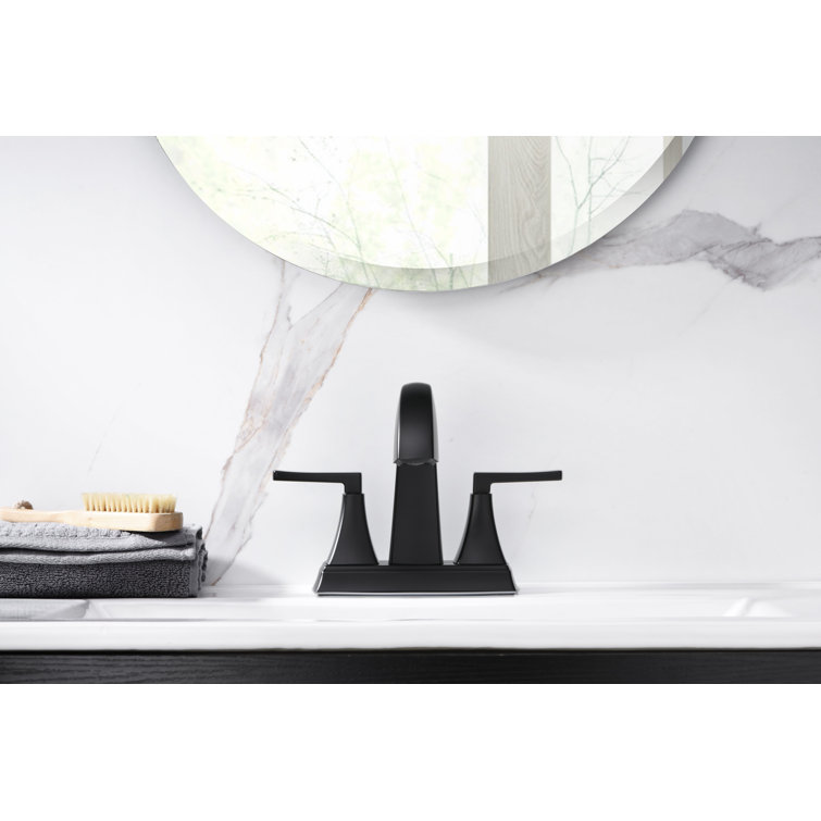 Matte Black Zinc Two-Handle Centerset Bathroom Faucet