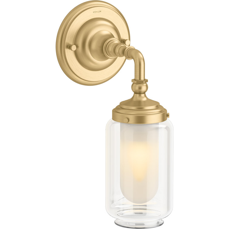 Artifacts Brushed Brass Vanity Light with Clear Glass Shade