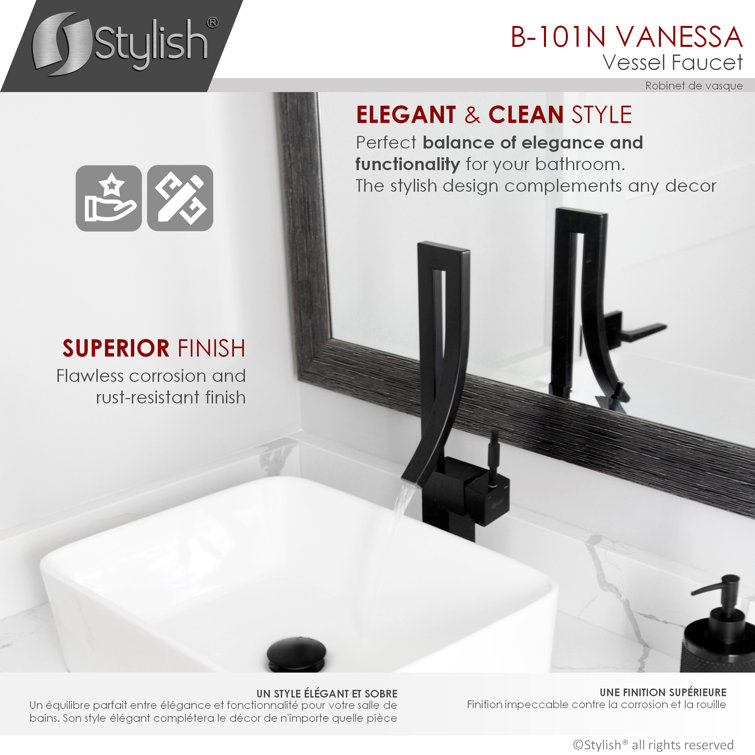 Elegant Vanessa Single-Handle Matte Black Brass Bathroom Faucet