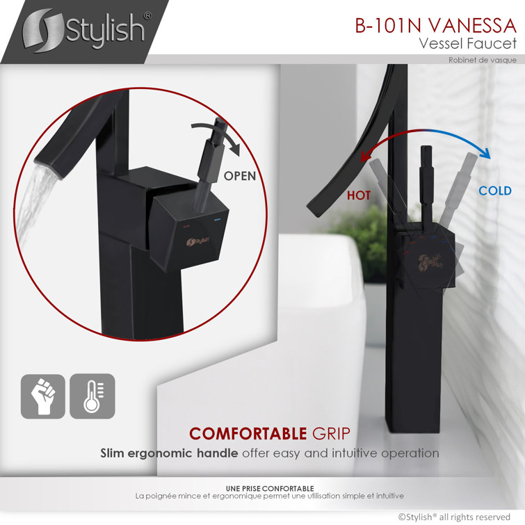 Elegant Vanessa Single-Handle Matte Black Brass Bathroom Faucet