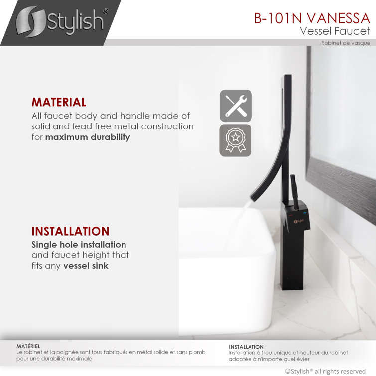Elegant Vanessa Single-Handle Matte Black Brass Bathroom Faucet