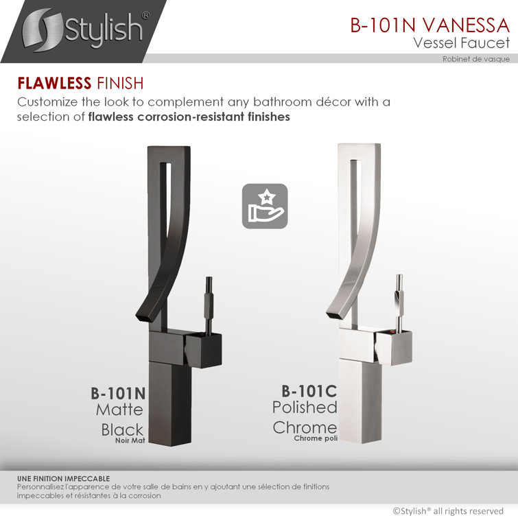 Elegant Vanessa Single-Handle Matte Black Brass Bathroom Faucet