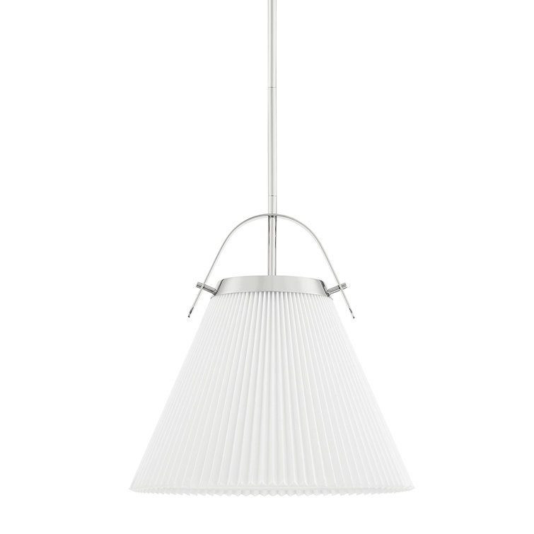 Elegant Belgian Linen Shade Pendant Light in Polished Nickel