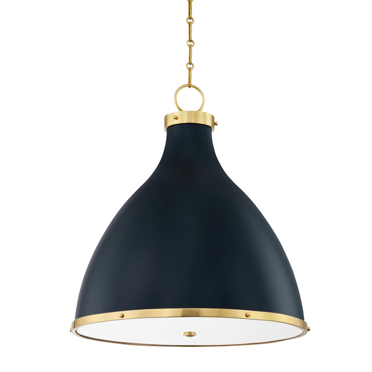 Aged Iron and Brass 3-Light Shaded Pendant