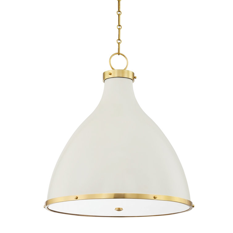 Aged Brass 3-Light Shaded Pendant with Metal Shade