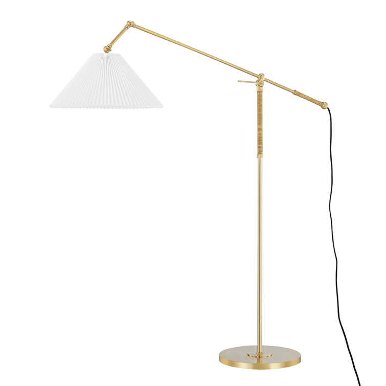 Dorset Aged Brass and Cream Linen 1-Light Adjustable Floor Lamp