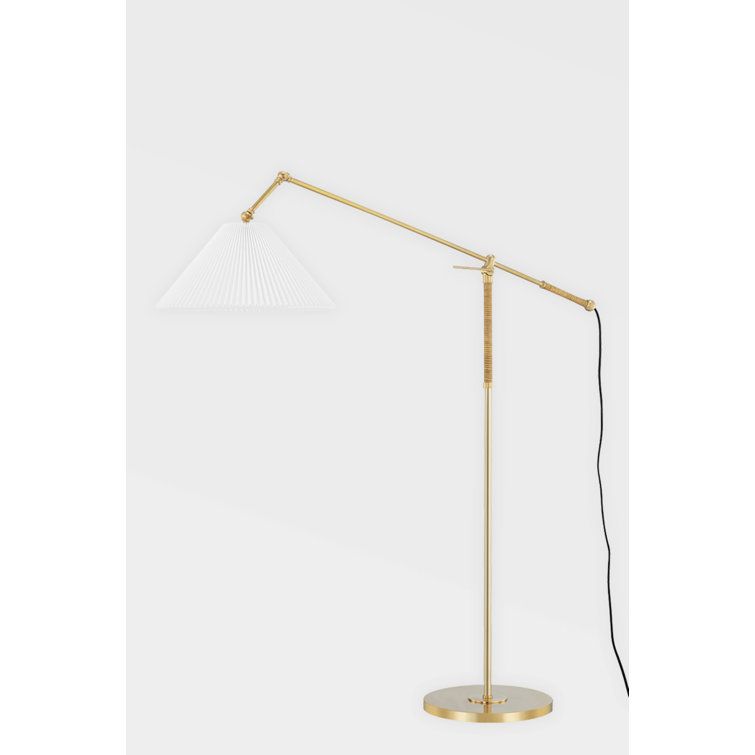 Dorset Aged Brass and Cream Linen 1-Light Adjustable Floor Lamp