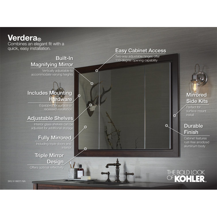 Verdera Frameless 40"x30" Aluminum Medicine Cabinet with Adjustable Shelves