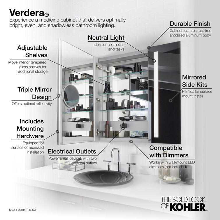 Verdera 40" Aluminum LED Lighted Medicine Cabinet
