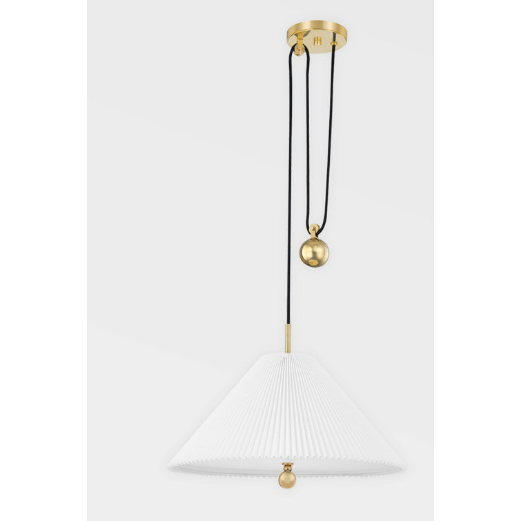 Elyna Aged Brass and Opal Glass 1-Light Indoor/Outdoor Pendant