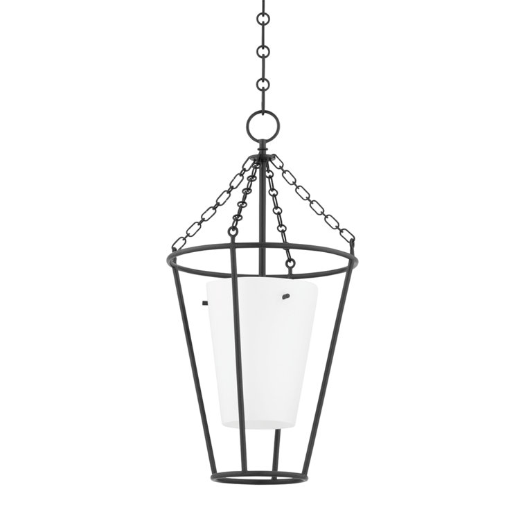 Aged Iron and Glass Adjustable Pendant Light
