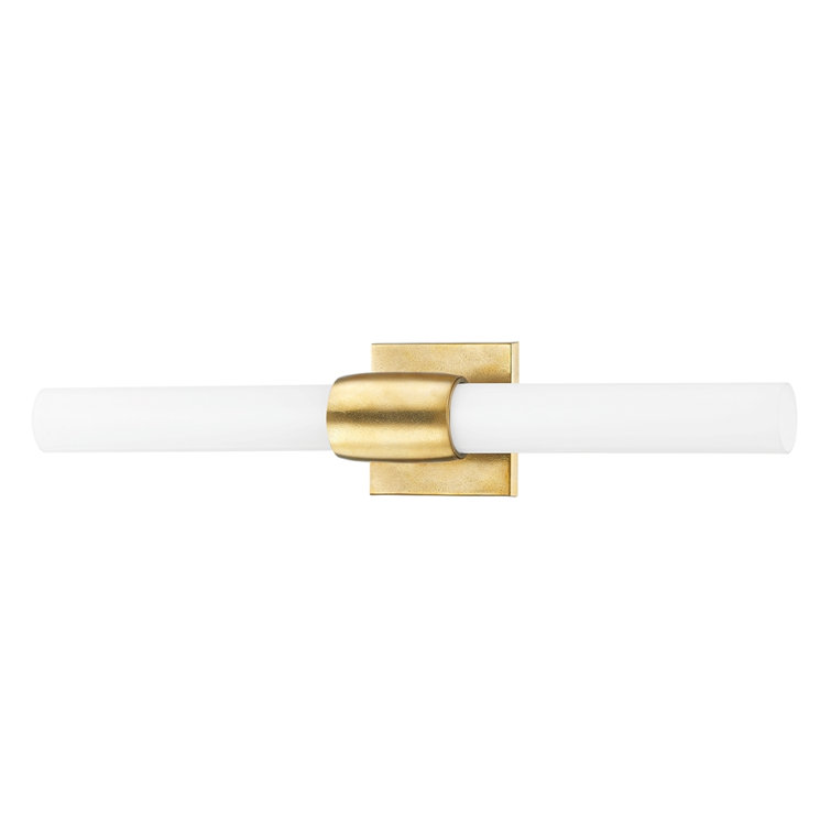 Aged Brass and Opal Glass Cylinder Sconce