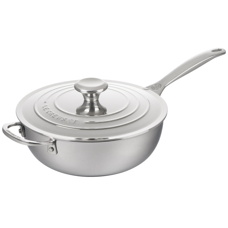 3.5 Quart Silver Stainless Steel Nonstick Saucier Pan