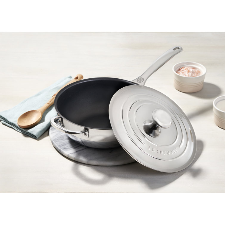 3.5 Quart Silver Stainless Steel Nonstick Saucier Pan