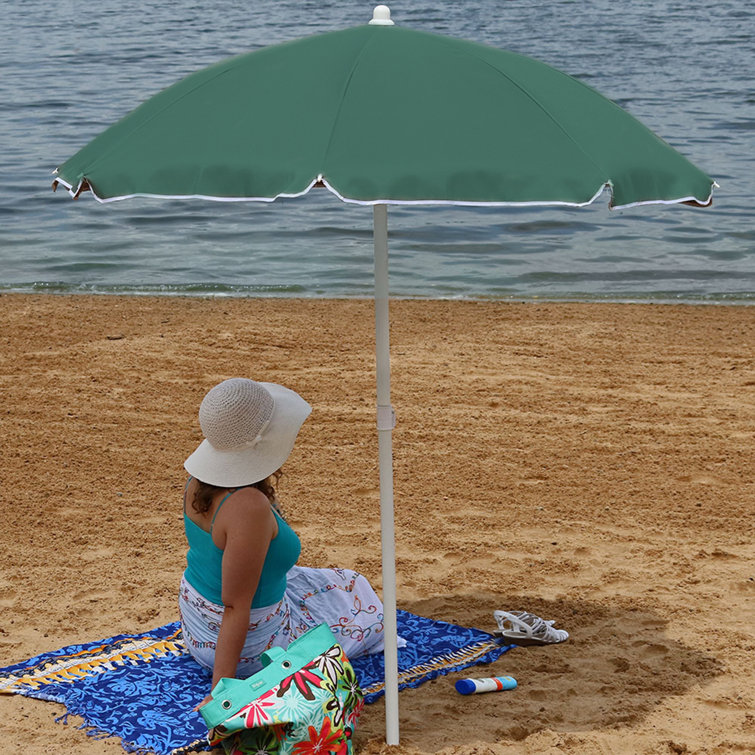 5-Foot Sage Green Polyester Beach Umbrella with Tilt Function