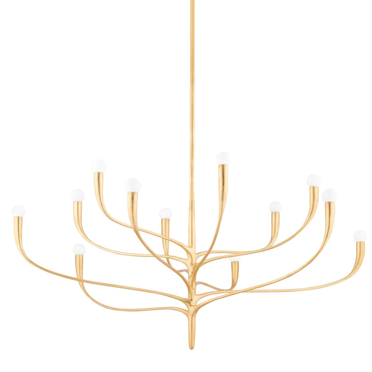 Vintage Gold Leaf 12-Light Steel Chandelier