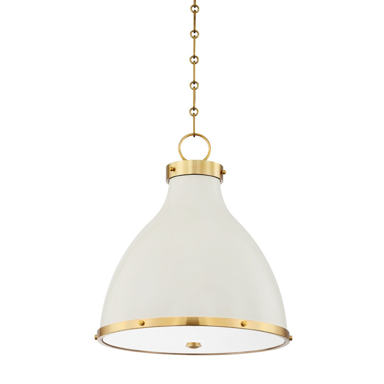 Aged Brass 3-Light Shaded Pendant with Metal Shade