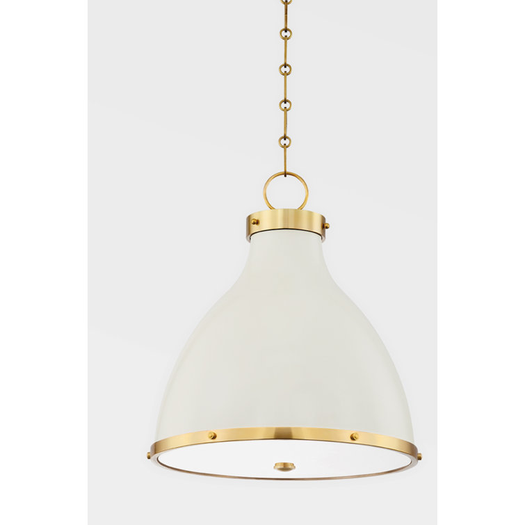 Aged Brass 3-Light Shaded Pendant with Metal Shade