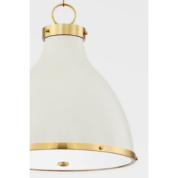 Aged Brass 3-Light Shaded Pendant with Metal Shade