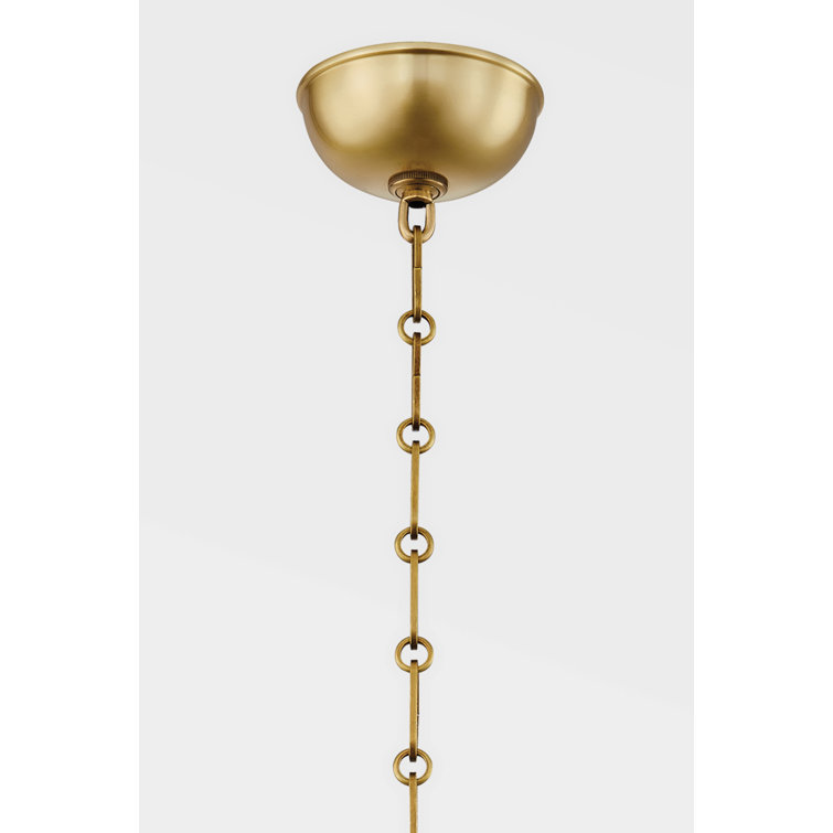 Aged Brass 3-Light Shaded Pendant with Metal Shade