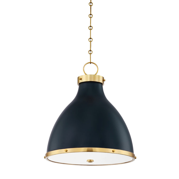 Aged Iron and Brass 3-Light Shaded Pendant