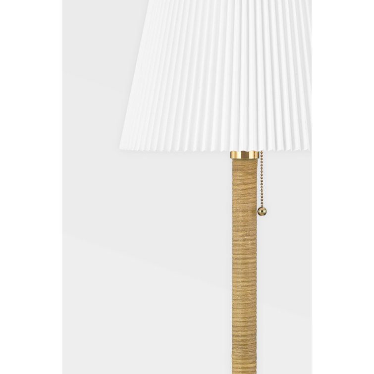 Elyna Adjustable Desk Set with Aged Brass and Cream Linen Shade