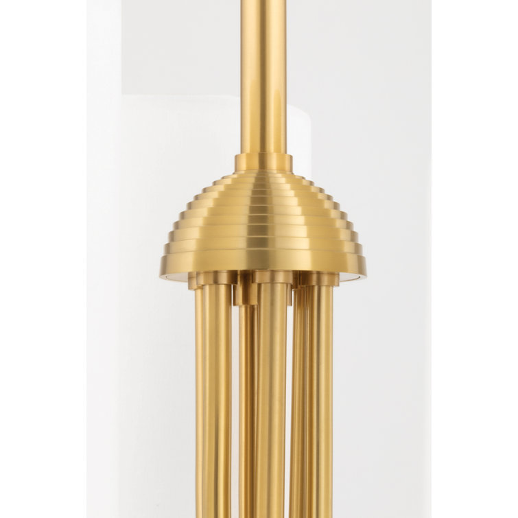 Aged Brass 6-Light Candle Style Chandelier with White Drum Shades