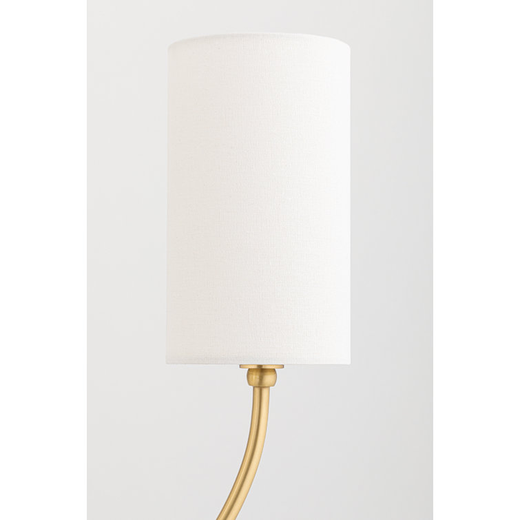 Aged Brass 6-Light Candle Style Chandelier with White Drum Shades